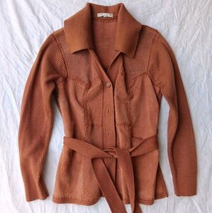 Genuine Cowhide Leather and Knit Acrylic Shacket Size M